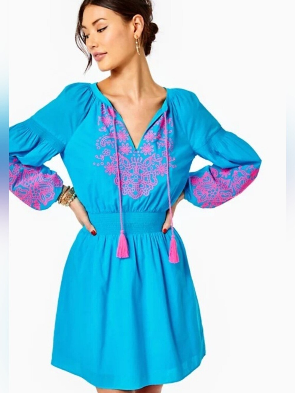 Lilly Pulitzer Analyn Turquoise Oasis Embroidered Dress